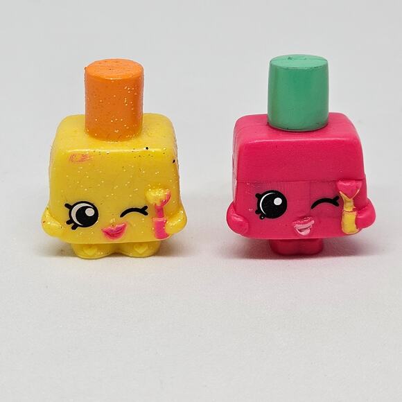 Shopkins Season 1 Ultra Rare Polly Polish Original Yellow Variant Pink Lot of 2 - Picture 1 of 7